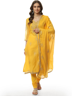 BIBA Printed Kurta, Churidar & Dupatta Set