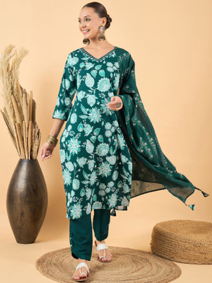 Sangria Floral Print Kurta, Trouser/Pant & Dupatta Set