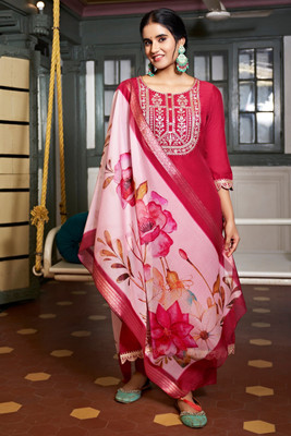 Tasrika Embroidered Kurta, Trouser/Pant & Dupatta Set