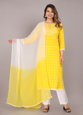 tushar handicrafts Embroidered Kurta, Dhoti Pant & Dupatta Set