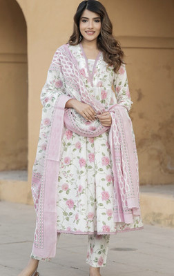 Digzi Solid Anarkali Kurta, Bottom & Dupatta Set