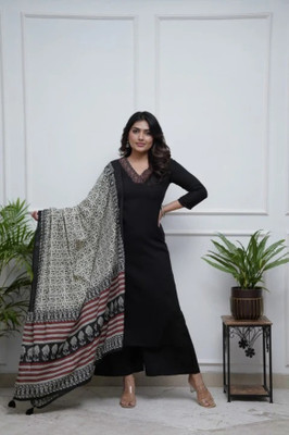 TVASMI Embroidered Anarkali Kurta, Bottom & Dupatta Set