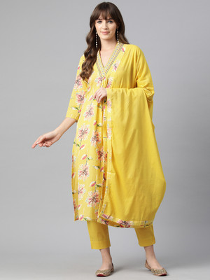 YURI'S Floral Print Kurta, Trouser/Pant & Dupatta Set