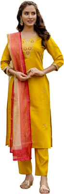 Tective Embroidered Kurta, Salwar & Dupatta Set