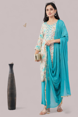 Eelika Floral Print Kurta, Trouser/Pant & Dupatta Set
