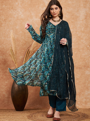 Sangria Printed Kurta, Trouser/Pant & Dupatta Set