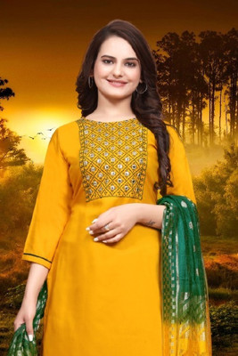 RuhikaGownKurta Embroidered Kurta, Patiala & Dupatta Set