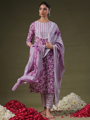 Lamba Creations Printed Kurta, Trouser/Pant & Dupatta Set