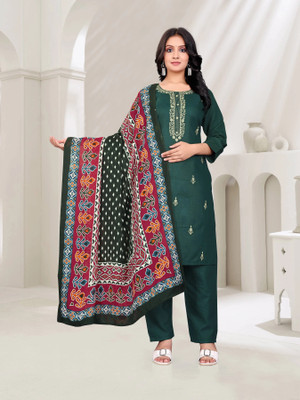 Talavadi Embroidered Kurta, Churidar & Dupatta Set