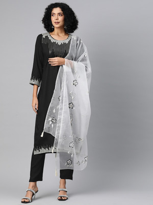 Readiprint Fashions Embroidered Kurta, Trouser/Pant & Dupatta Set