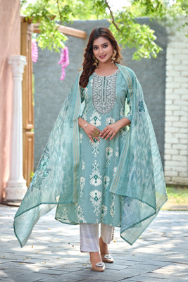 dheylu Floral Print Kurta, Trouser/Pant & Dupatta Set