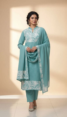 Woolkart Printed Kurta, Palazzo & Dupatta Set