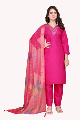 Aayat Enterprise Solid Kurta, Trouser/Pant & Dupatta Set