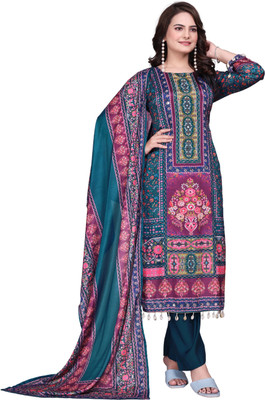 BLOOMORAA FASHION Floral Print Kurta, Churidar & Dupatta Set