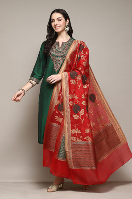 BIBA Embroidered Kurta, Trouser/Pant & Dupatta Set