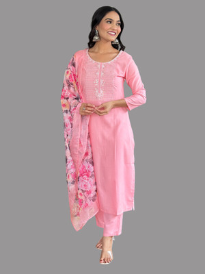 SwirlStyle Embroidered Kurta, Trouser/Pant & Dupatta Set