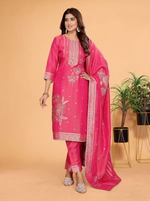 Bhageerath Couture Woven, Embellished Kurta, Trouser/Pant & Dupatta Set
