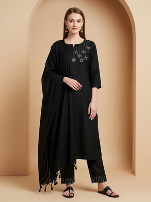 A A TEXTILES Embellished Anarkali Kurta, Bottom & Dupatta Set