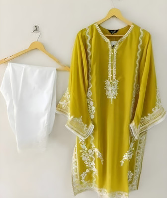 S B Senjaliya Embroidered Kurta, Trouser/Pant & Dupatta Set