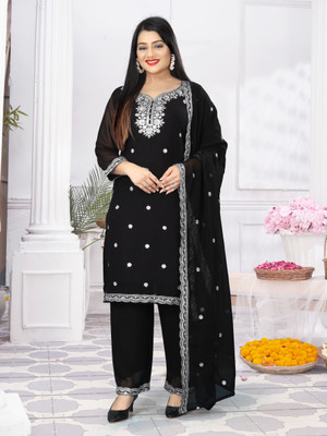 MAN PRIYA TRENDZ Embroidered Kurta, Palazzo & Dupatta Set