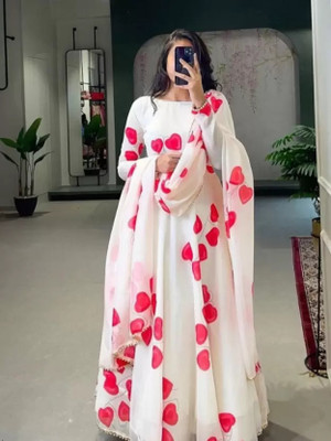 KHODIYAR FASHION Printed Anarkali Kurta, Bottom & Dupatta Set