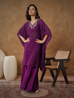 Shae By SASSAFRAS Embroidered, Embellished Kurta, Trouser/Pant & Dupatta Set