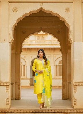 LIMRA Solid, Printed Kurta, Salwar & Dupatta Set