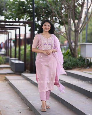 Aditi Embroidered, Solid Kurta, Trouser/Pant & Dupatta Set