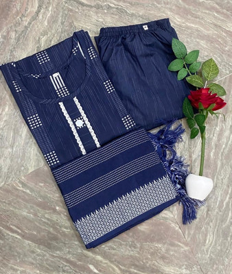 J S CREATION Self Design, Solid Kurta, Trouser/Pant & Dupatta Set