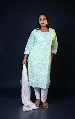 MALKIAT Embroidered Kurta, Trouser/Pant & Dupatta Set