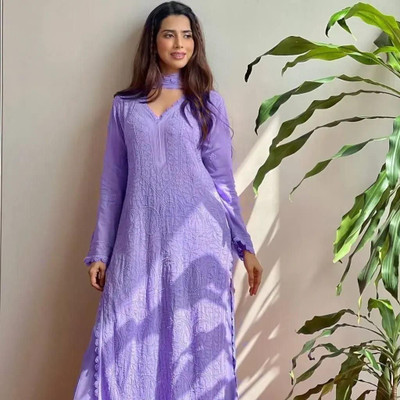 ANAGH Embroidered Kurta, Palazzo & Dupatta Set