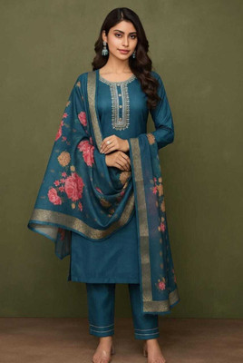 Mahi Fashion Embroidered Kurta, Trouser/Pant & Dupatta Set