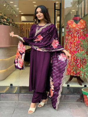 Lovisa Fashion Embroidered Kurta, Trouser/Pant & Dupatta Set