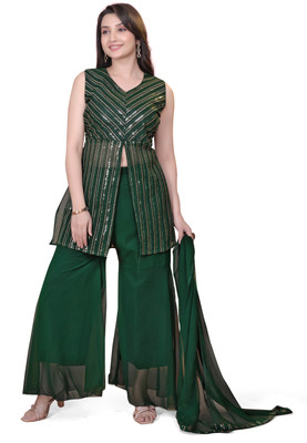 vachchharaj fashion Embroidered, Embellished Kurta, Sharara & Dupatta Set