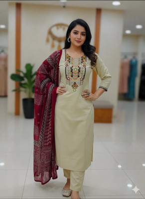 Priyasa Embroidered Kurta, Trouser/Pant & Dupatta Set