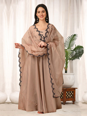 Trendmalls Embroidered Anarkali Kurta, Bottom & Dupatta Set