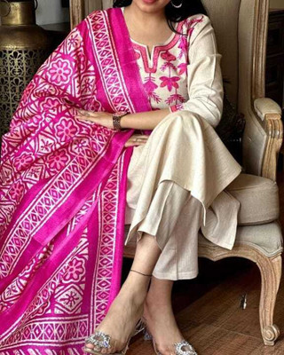 Urban India Embroidered Kurta, Trouser/Pant & Dupatta Set