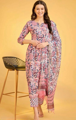 HOC's Printed Kurta, Churidar & Dupatta Set