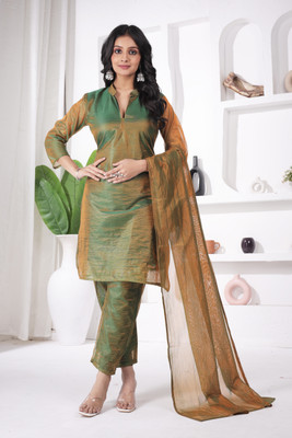 Shyam Textiles Solid Kurta, Palazzo & Dupatta Set