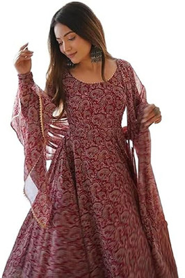 Jaii Collections Self Design Anarkali Kurta, Bottom & Dupatta Set