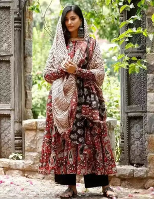 UV FAB Printed Anarkali Kurta, Bottom & Dupatta Set