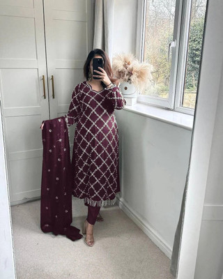 HAMOFY Embroidered Kurta, Trouser/Pant & Dupatta Set