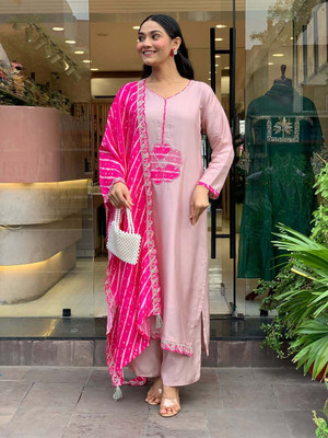 MEHZEEL FAB Embroidered Kurta, Trouser/Pant & Dupatta Set