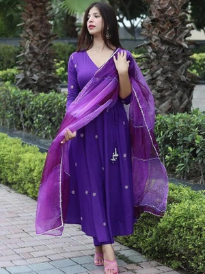Royal Export Embellished Anarkali Kurta, Bottom & Dupatta Set