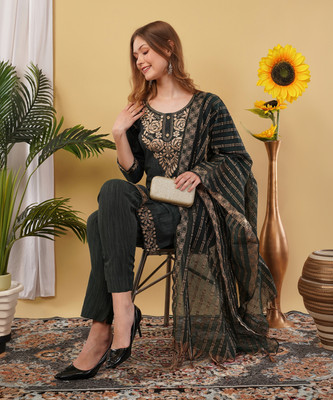 ZA STORE Embroidered Kurta, Trouser/Pant & Dupatta Set