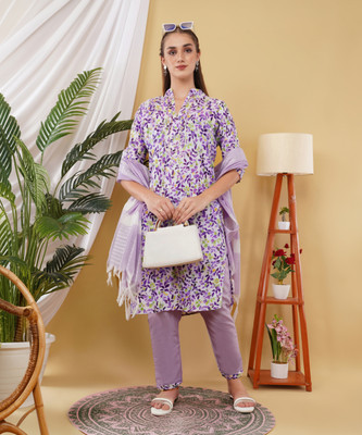 ZA STORE Floral Print Kurta, Trouser/Pant & Dupatta Set