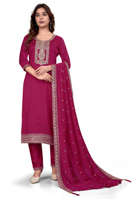 sthreevastra Solid Kurta, Trouser/Pant & Dupatta Set