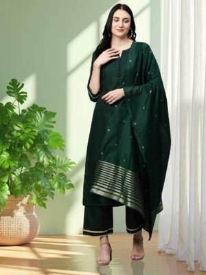 AnAdhTex Striped Kurta, Palazzo & Dupatta Set