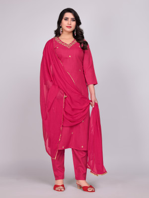 Neminath Embroidered Kurta, Trouser/Pant & Dupatta Set