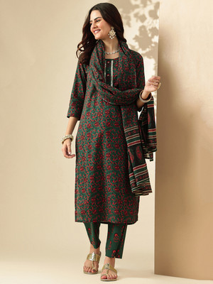 Jaipur Kurti Embroidered Kurta, Trouser/Pant & Dupatta Set